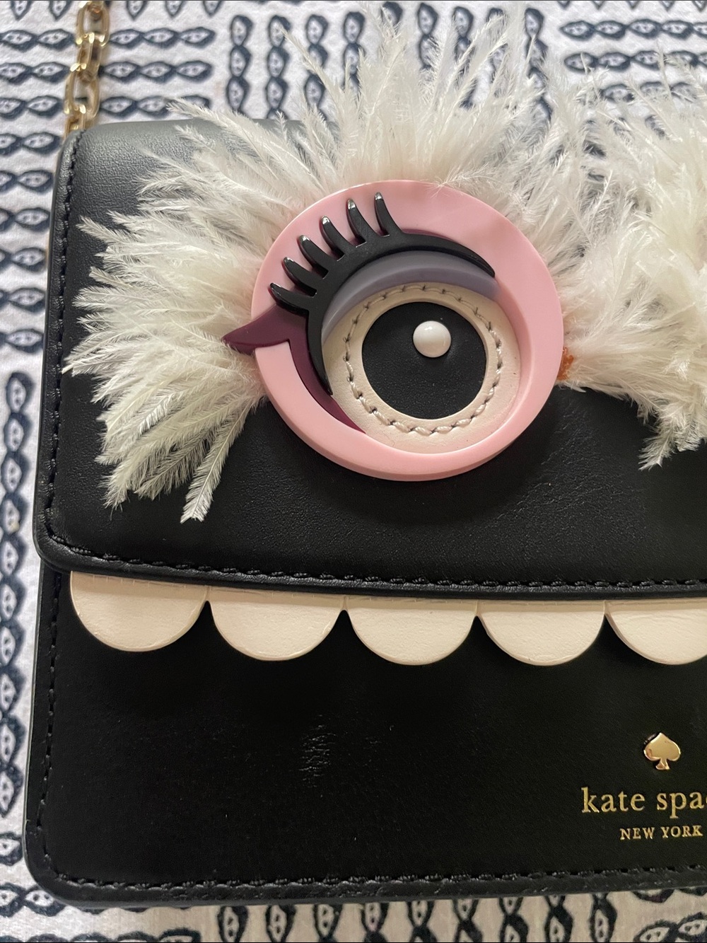 kate spade Black Crossbody with Pink Faux-Fur Eye Details - Picture 3 of 13